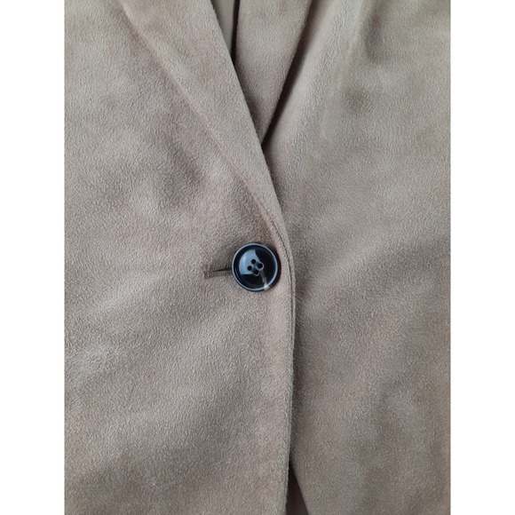 Chico's Women's Tan Faux Suede Single Button Blazer Jacket Lined Polyester 2 L - Picture 3 of 11